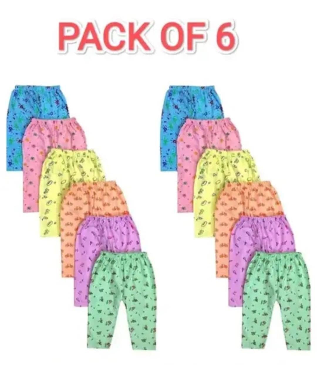 bexzzor Pack of 6 Girls 100% Cotton Pyjama ( Multicolor )
