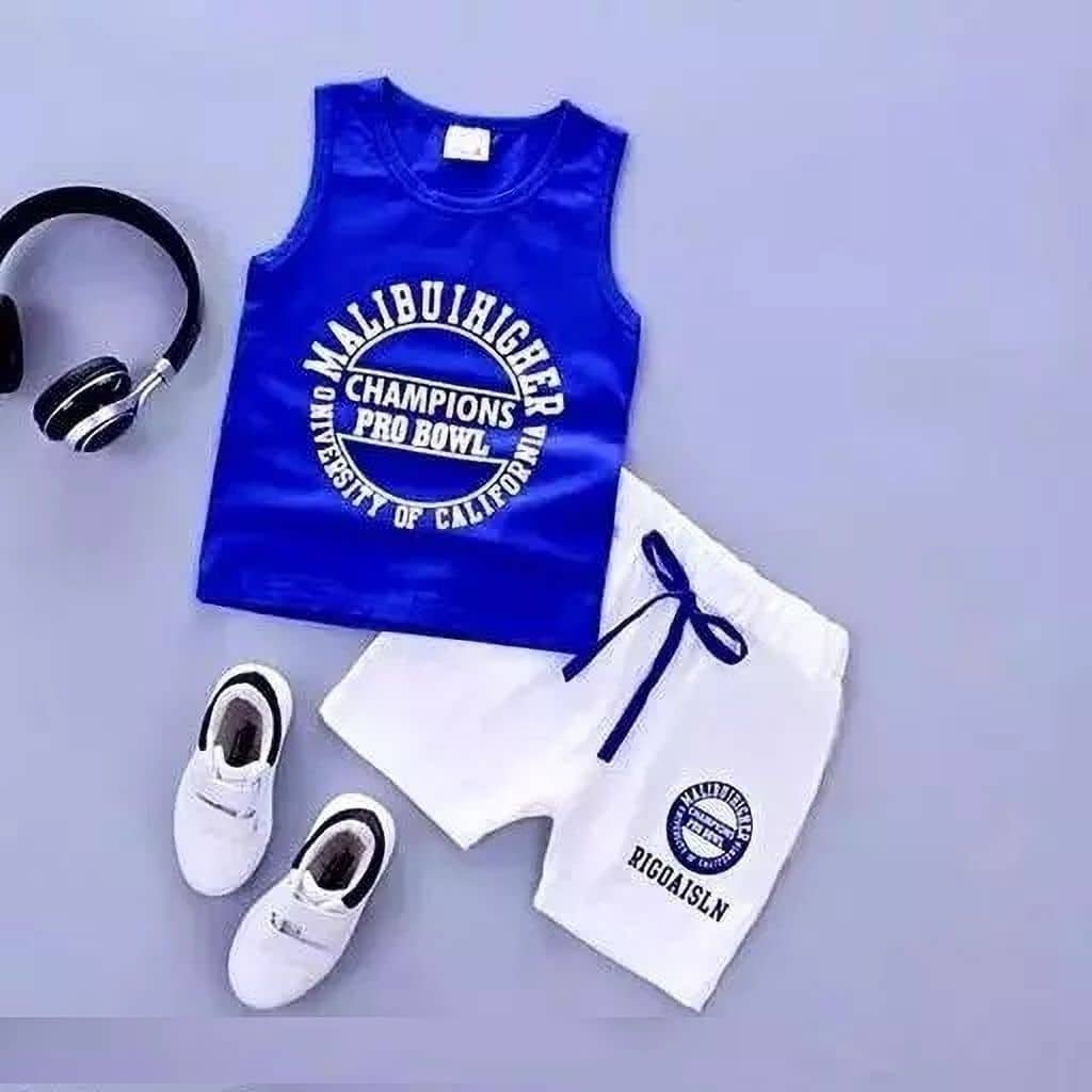 child store Pack of 1 Unisex Hosiery T-shirt & Shorts Set ( Blue ) - Image 2