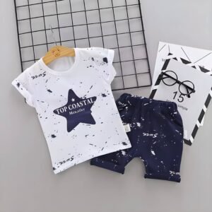 child store Pack of 1 Unisex Hosiery T-shirt & Shorts Set ( White )