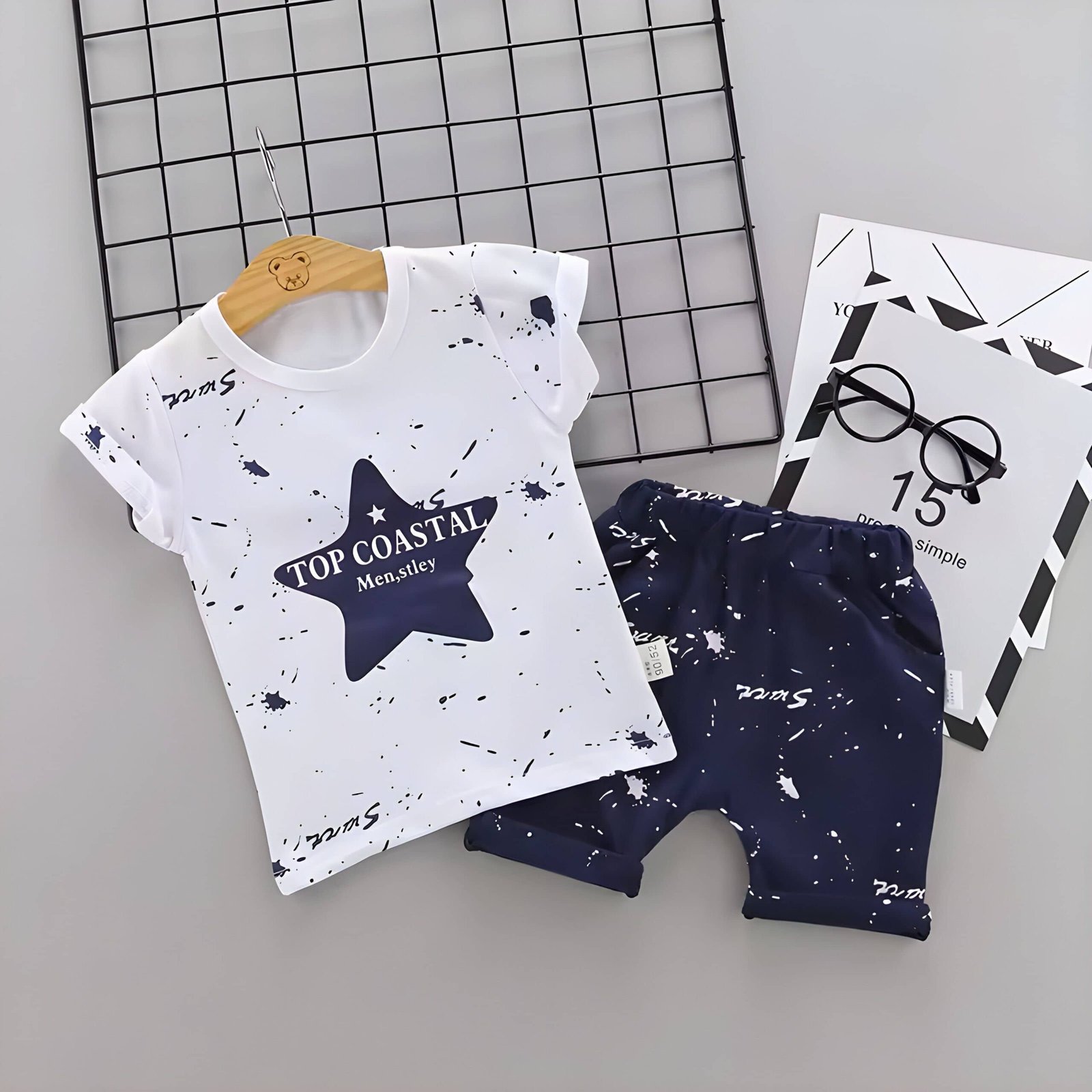 child store Pack of 1 Unisex Hosiery T-shirt & Shorts Set ( White )