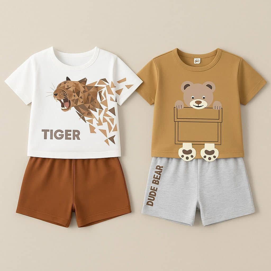 child store Pack of 2 Unisex Hosiery T-shirt & Shorts Set ( Multicolor )