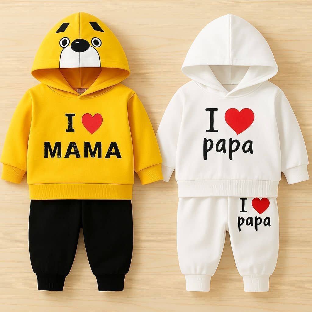 child store Pack of 2 Unisex Cotton Blend Sweatshirt & Trackpant Set ( Yellow )
