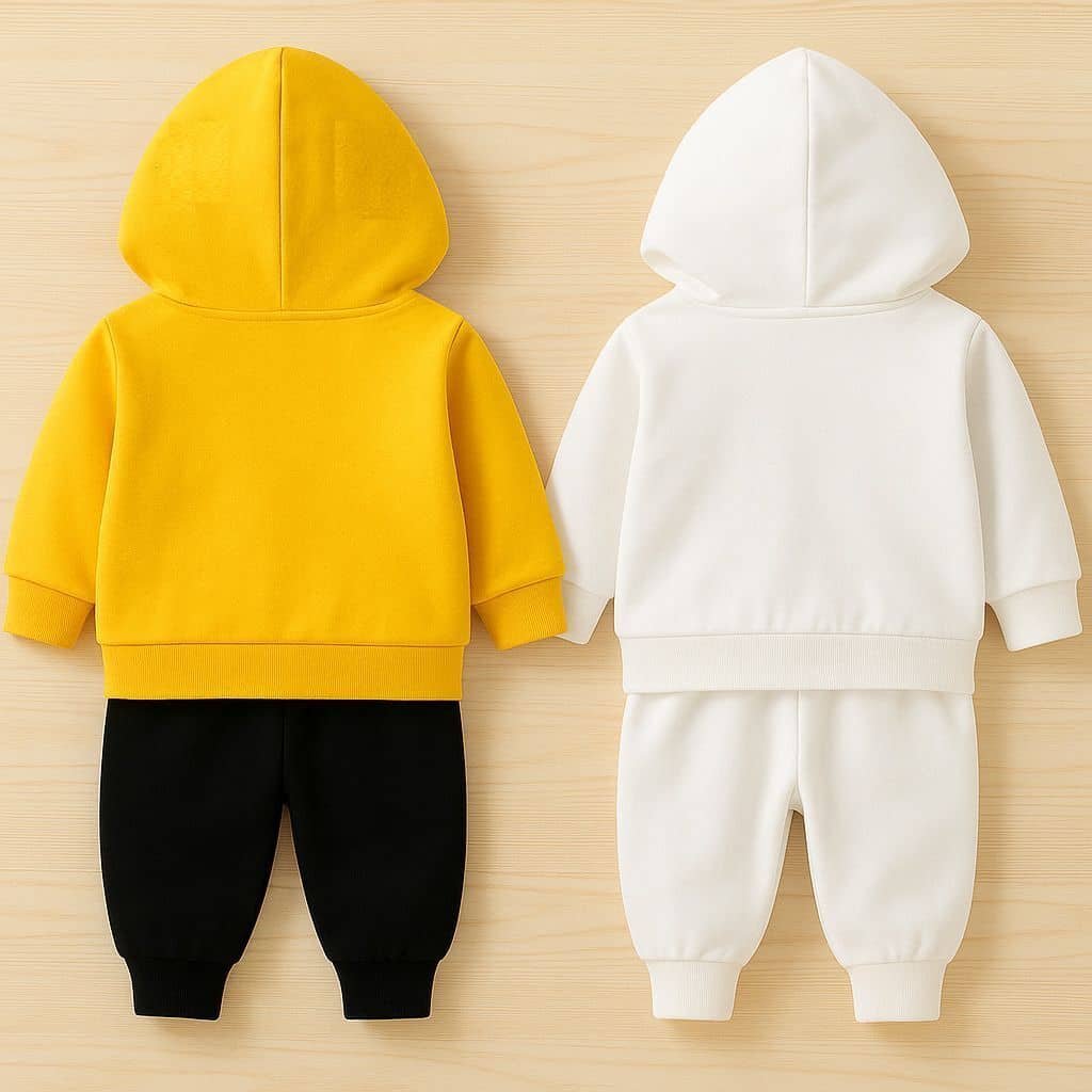 child store Pack of 2 Unisex Cotton Blend Sweatshirt & Trackpant Set ( Yellow ) - Image 2
