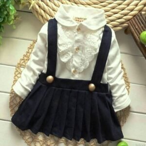 cockscomb Baby Girls Denim Dungarees ( Pack of 1 , White,Black )