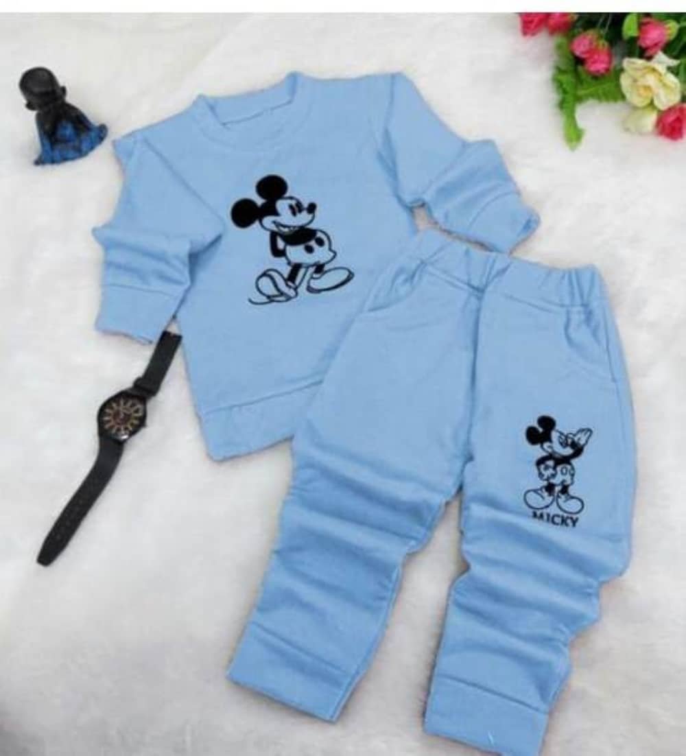 cockscomb Pack of 1 Baby Girls Hosiery T-shirt & Pants ( Sky Blue )