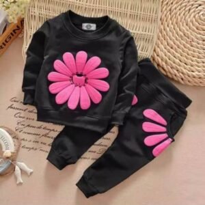cockscomb Pack of 1 Baby Girls Hosiery T-shirt & Pants ( Black )