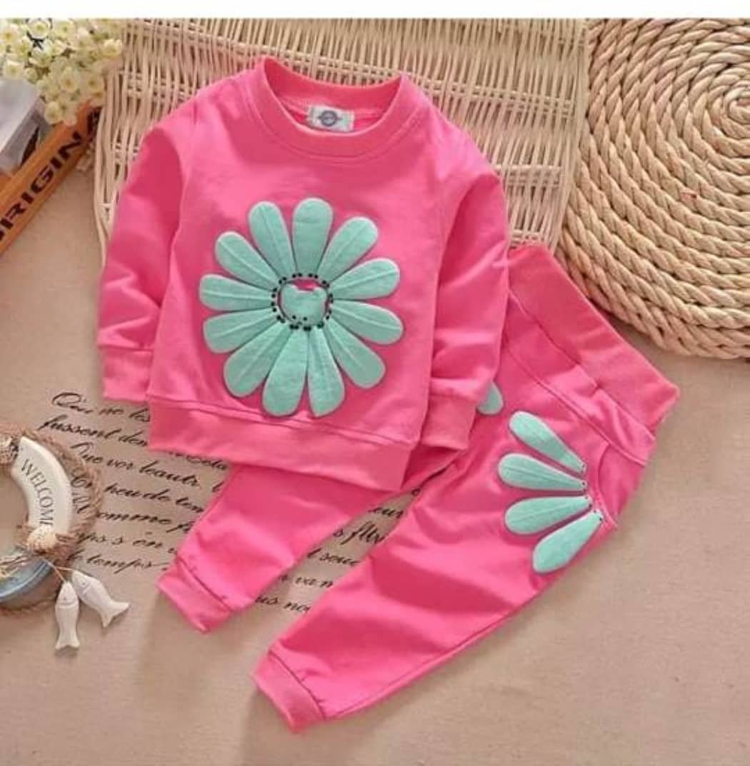 cockscomb Pack of 1 Baby Girls Hosiery T-shirt & Pants ( Deep Pink )