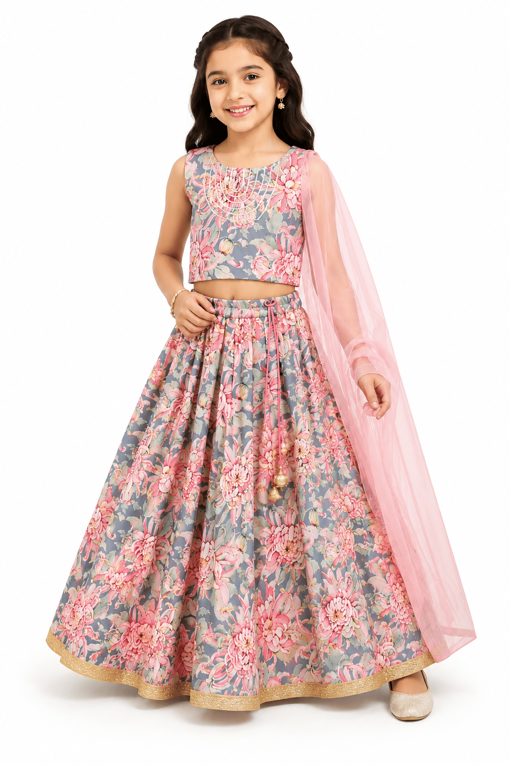 divybhav Rayon Lehenga Choli Set For Girls ( Pack of 1 , Red )