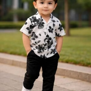 fastdeal Baby Boys Cotton Blend Shirt & Pants Set ( White , Pack of 1 )
