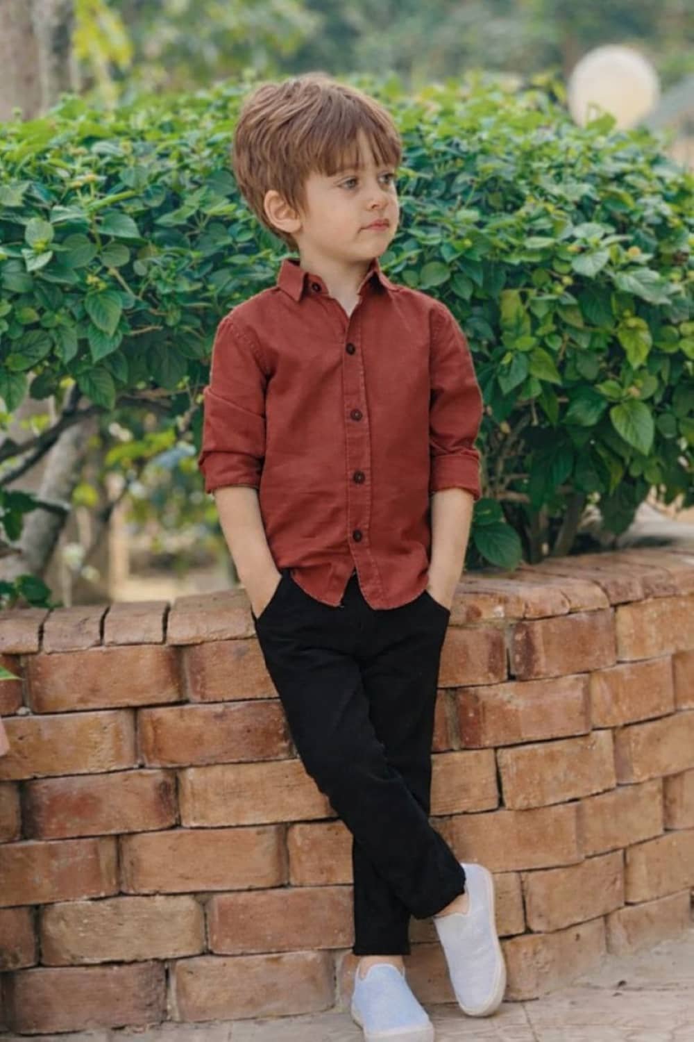 fastdeal Baby Boys Cotton Blend Shirt & Pants Set ( Maroon , Pack of 1 ) - Image 2