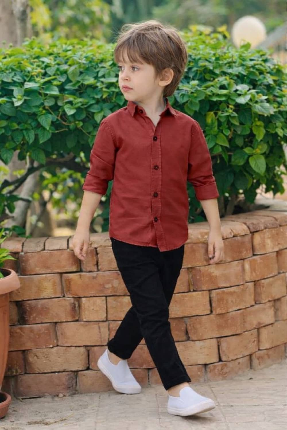 fastdeal Baby Boys Cotton Blend Shirt & Pants Set ( Maroon , Pack of 1 ) - Image 3