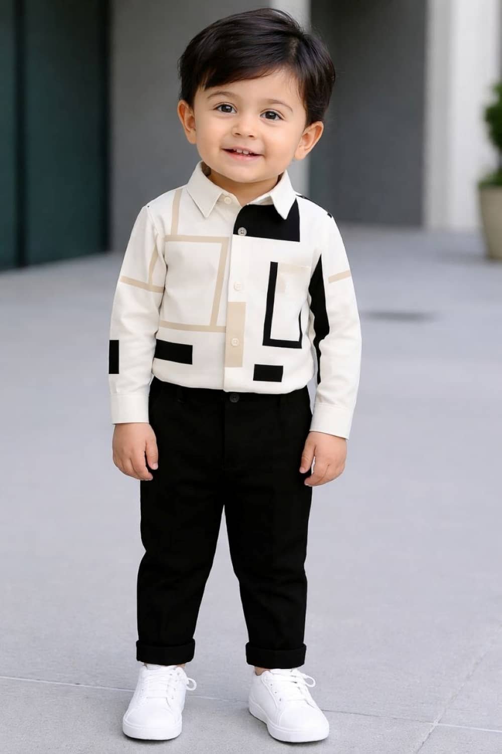 fastdeal Baby Boys Cotton Blend Shirt & Pants Set ( Cream , Pack of 1 )