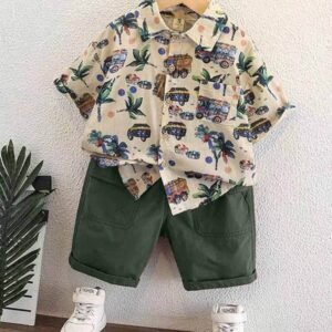 fastdeal Baby Boys Cotton Blend Shirt & Shorts Set ( Green , Pack of 1 )