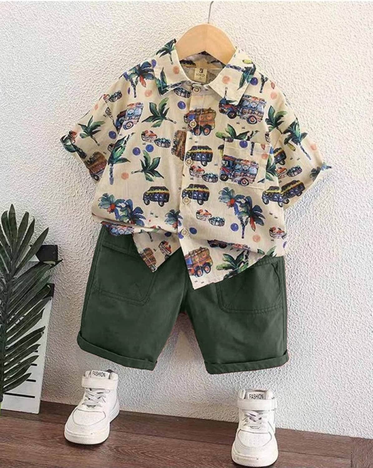 fastdeal Baby Boys Cotton Blend Shirt & Shorts Set ( Green , Pack of 1 )