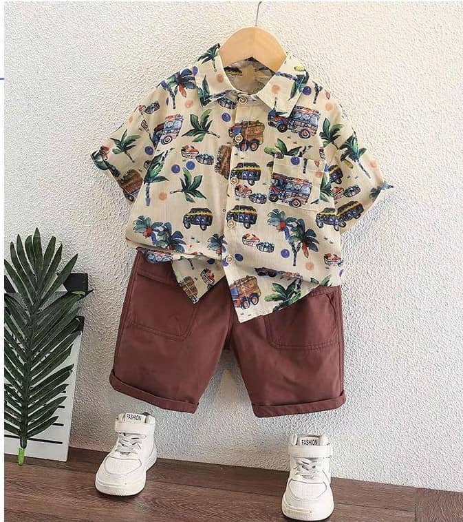 fastdeal Baby Boys Cotton Blend Shirt & Shorts Set ( Brown , Pack of 1 )