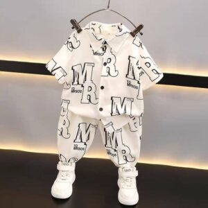 fastdeal Pack of 1 Baby Boys Cotton Blend Shirt & Pants Set ( White )