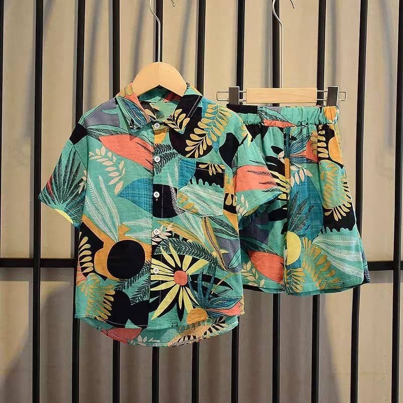 fastdeal Pack of 1 Baby Boys Cotton Blend Shirt & Shorts Set ( Mint Green )