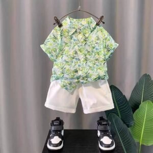 fastdeal Pack of 1 Baby Boys Cotton Blend Shirt & Shorts Set ( Green )