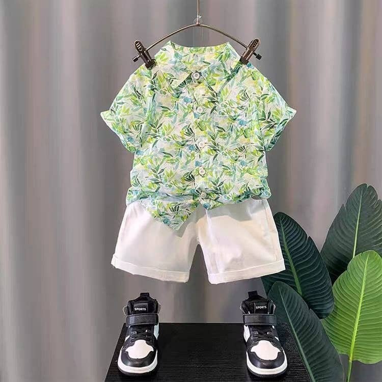 fastdeal Pack of 1 Baby Boys Cotton Blend Shirt & Shorts Set ( Green )
