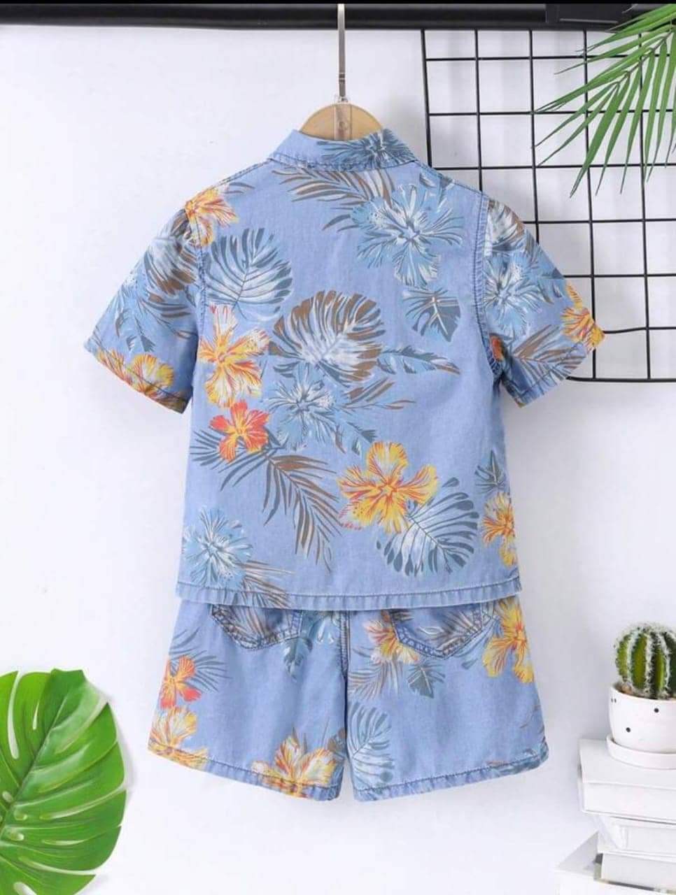fastdeal Pack of 1 Boys Cotton Shirt & Shorts Set ( Blue ) - Image 2