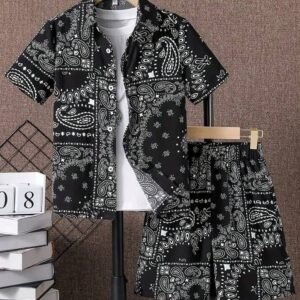 fastdeal Pack of 1 Boys Cotton Blend Shirt & Shorts Set ( Black )