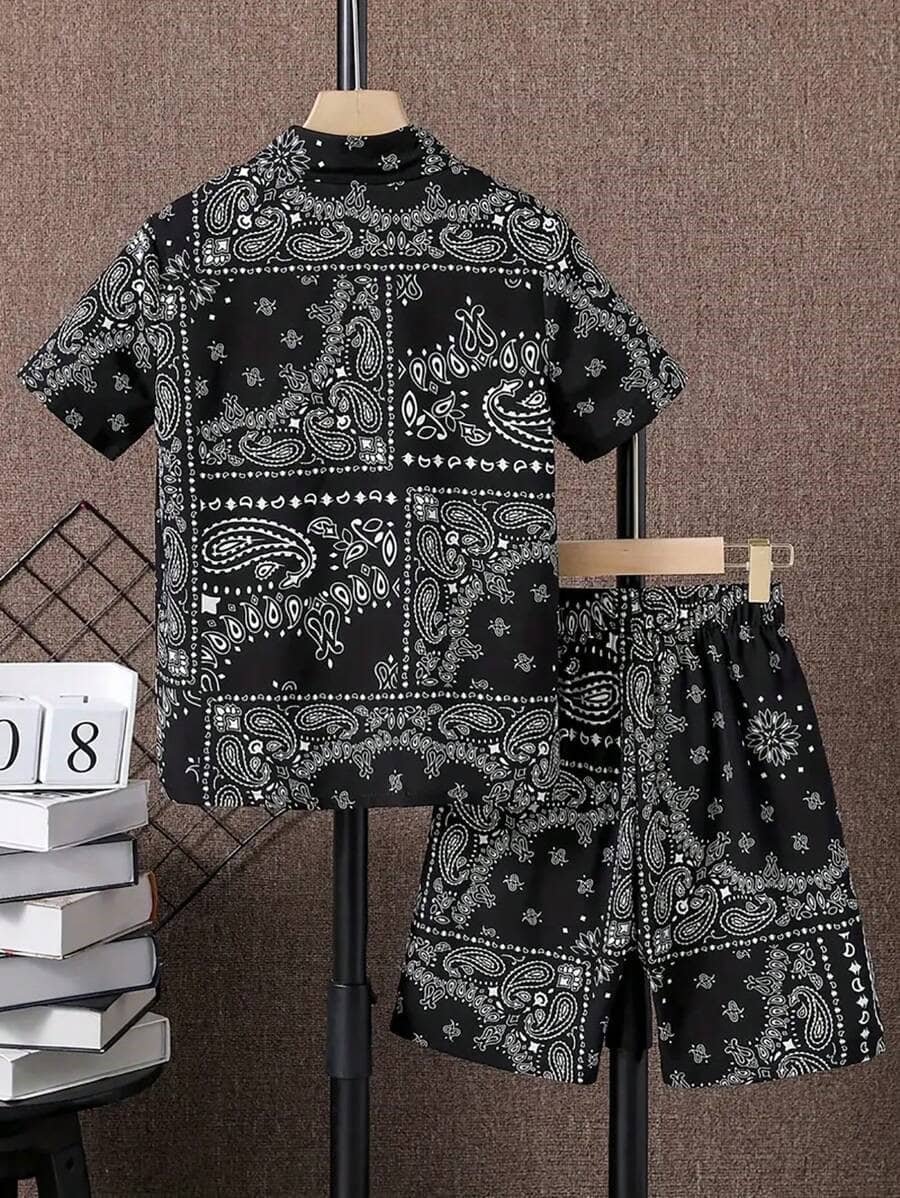 fastdeal Pack of 1 Boys Cotton Blend Shirt & Shorts Set ( Black ) - Image 2