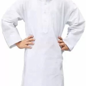 hrr Baby Boys Cotton Blend Solid - Pattern Kurta Pyjama Set ( White , Pack of 1 )