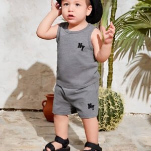 kaseera Pack of 1 Unisex Cotton Blend T-Shirt & Shorts Set ( Grey Melange )