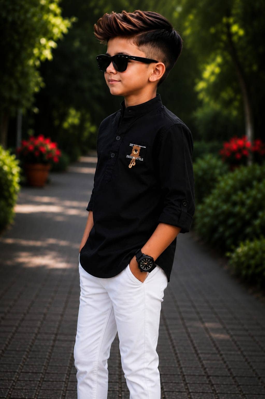 kiyansh club Pack of 1 Boys 100% Cotton Full Sleeves Shirt ( Black ) - Image 2