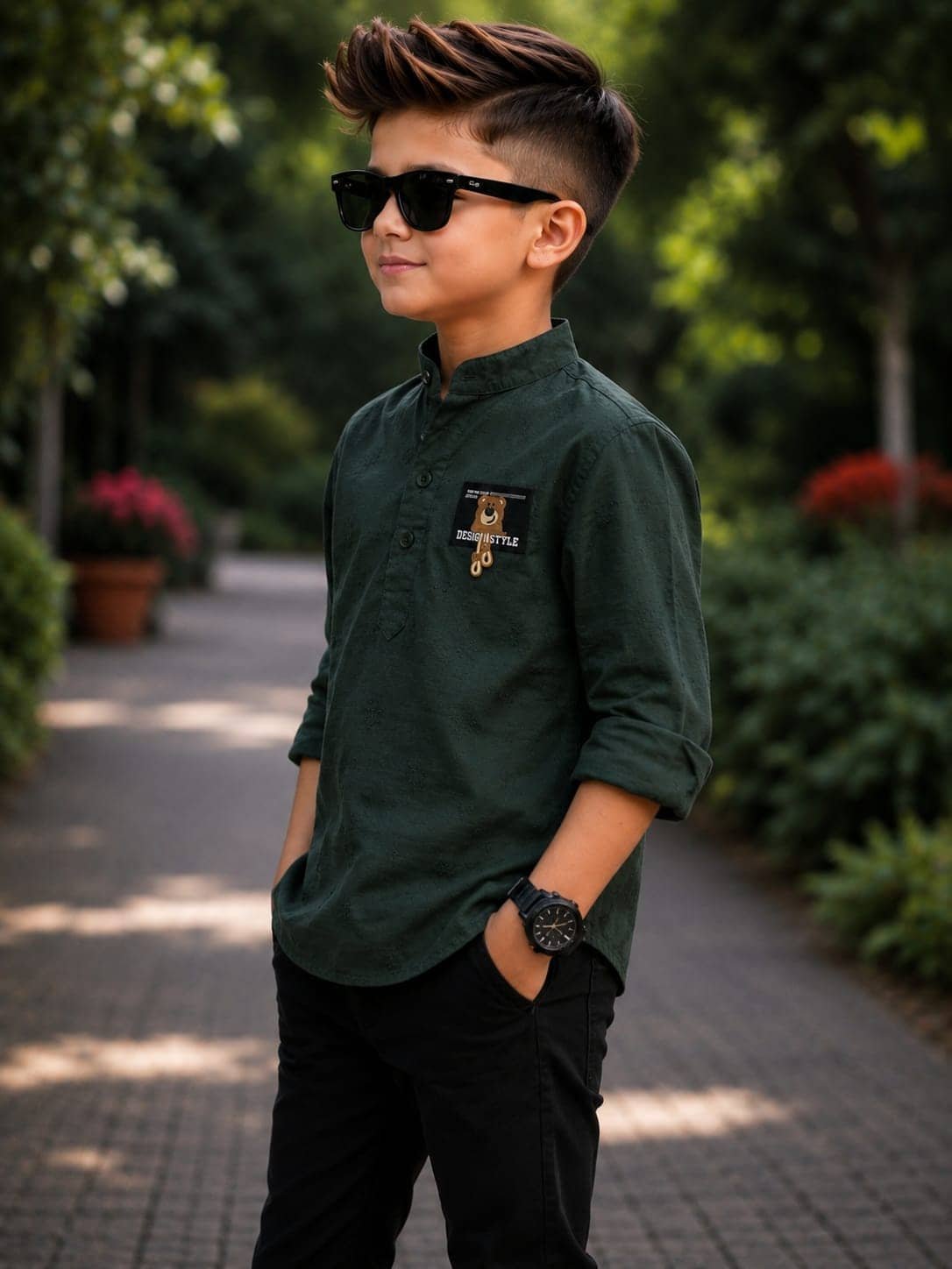 kiyansh club Pack of 1 Boys 100% Cotton Full Sleeves Shirt ( Green ) - Image 2