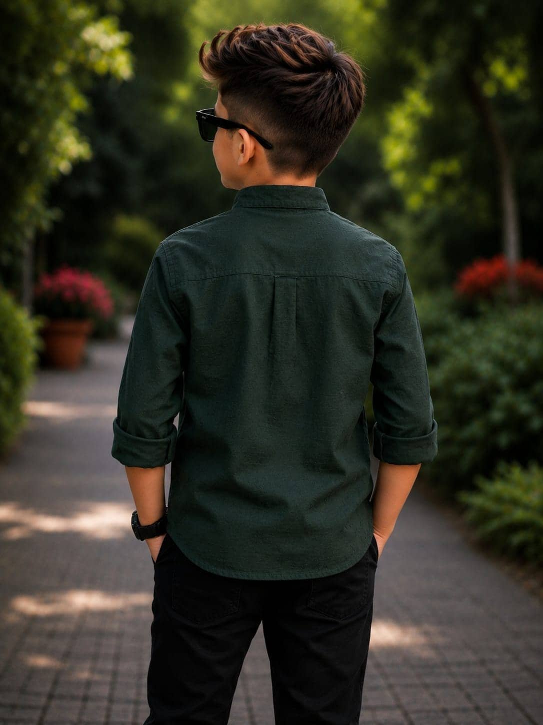kiyansh club Pack of 1 Boys 100% Cotton Full Sleeves Shirt ( Green ) - Image 3