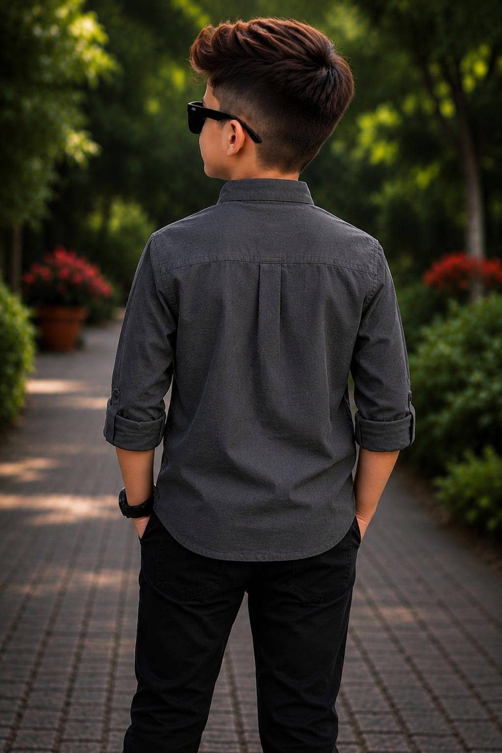 kiyansh club Pack of 1 Boys 100% Cotton Full Sleeves Shirt ( Grey ) - Image 3