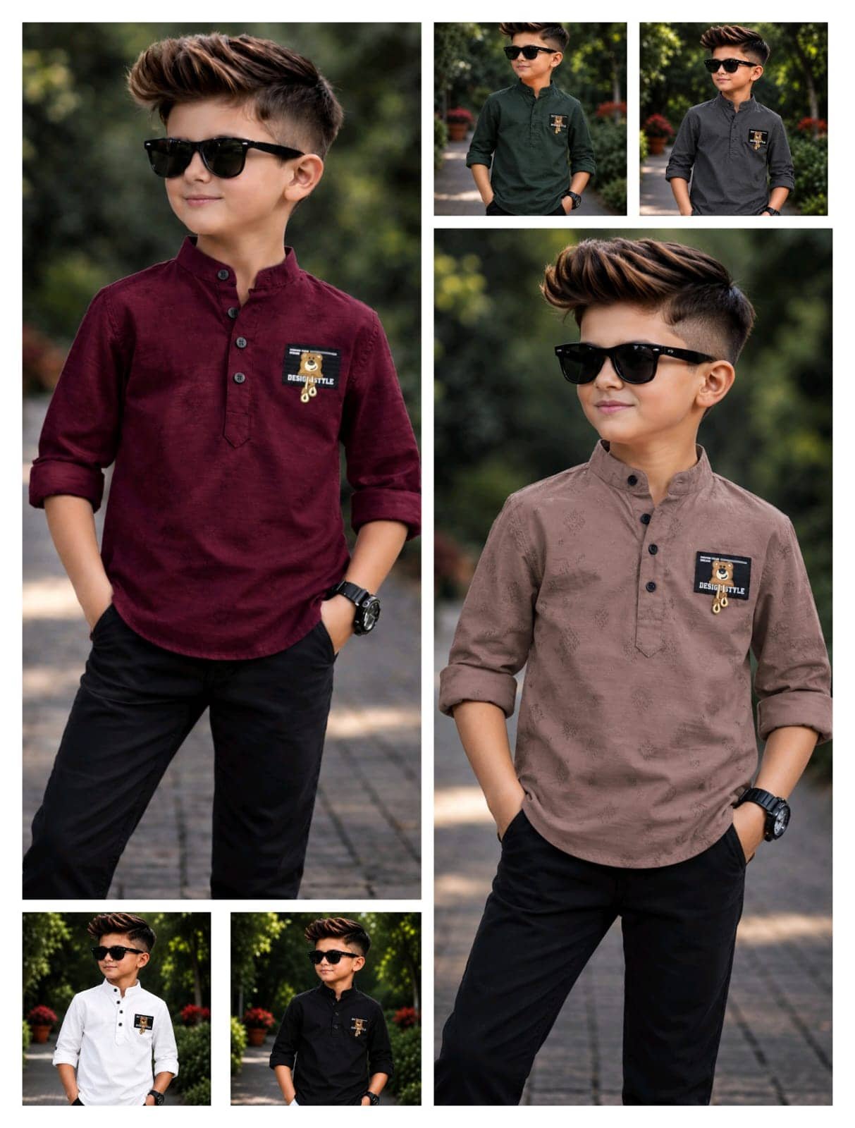 kiyansh club Pack of 1 Boys 100% Cotton Full Sleeves Shirt ( Grey ) - Image 4