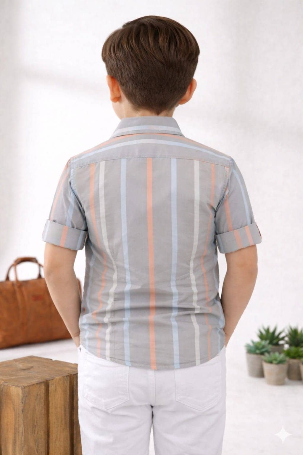kiyansh club Pack of 1 Boys 100% Cotton Full Sleeves Shirt ( Grey ) - Image 4