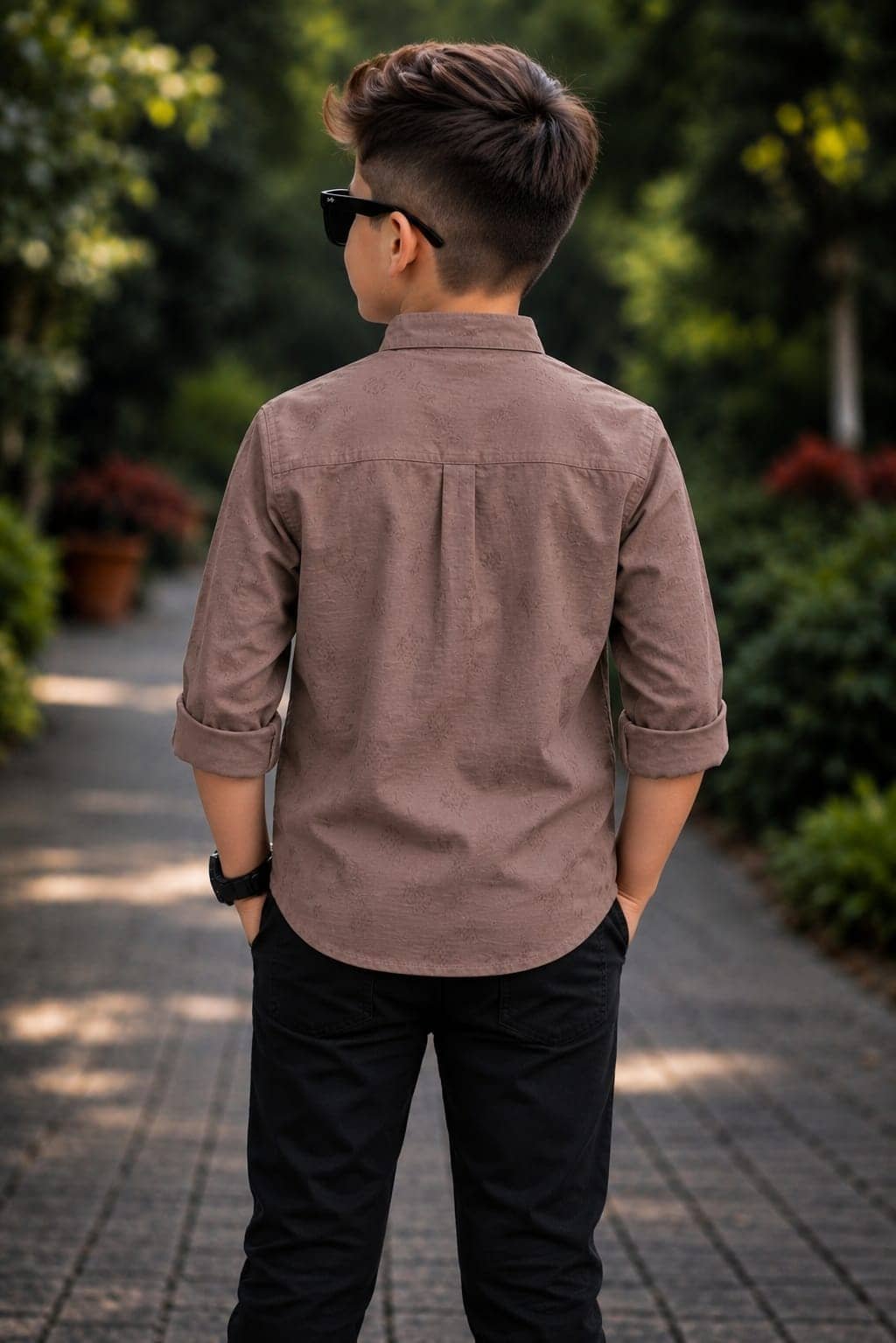 kiyansh club Pack of 1 Boys 100% Cotton Full Sleeves Shirt ( Brown ) - Image 3