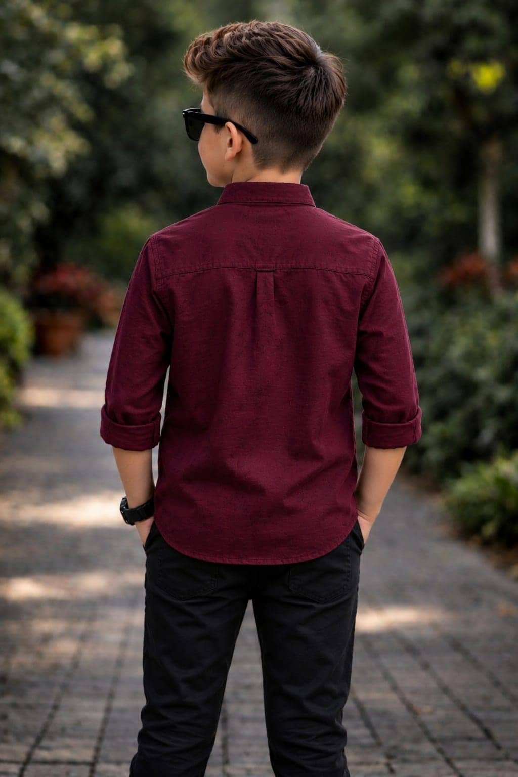 kiyansh club Pack of 1 Boys 100% Cotton Full Sleeves Shirt ( Maroon ) - Image 3