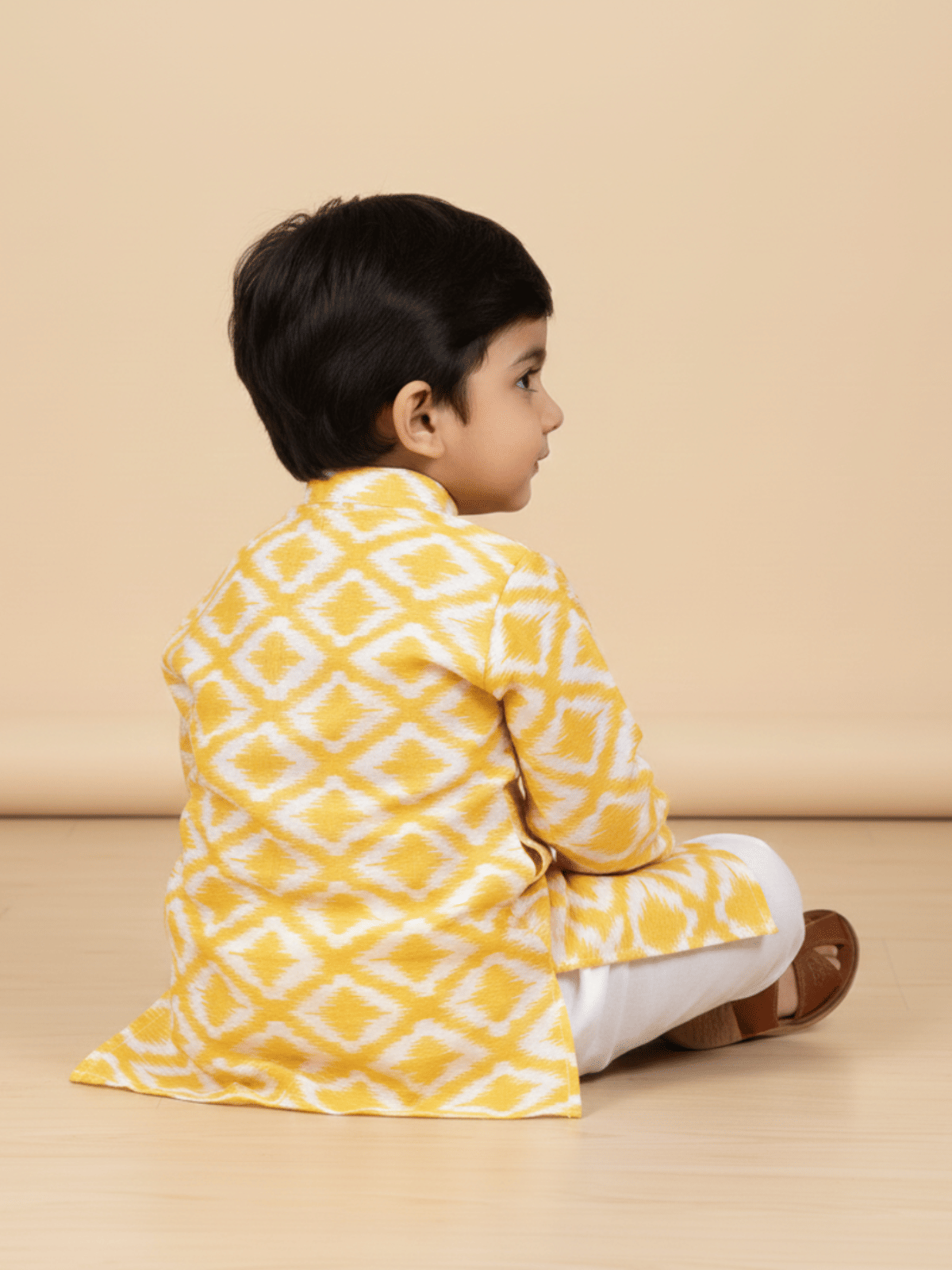 mustmom Baby Boys Cotton Blend Yellow,White Dhoti Kurta Set ( Pack of 1 ) - Image 3