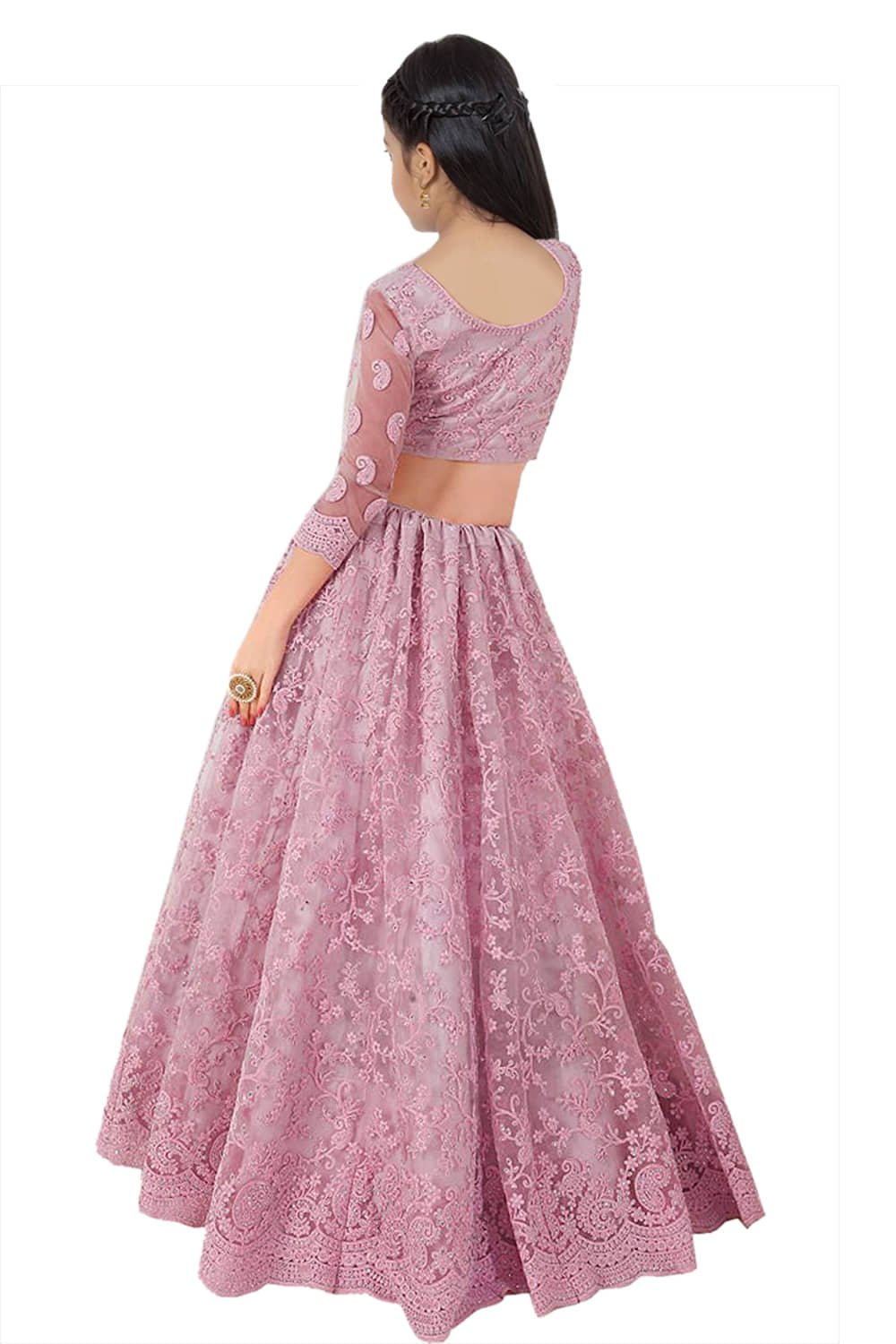 piludi Net Lehenga Choli Set For Girls ( Pack of 1 , Pink ) - Image 2