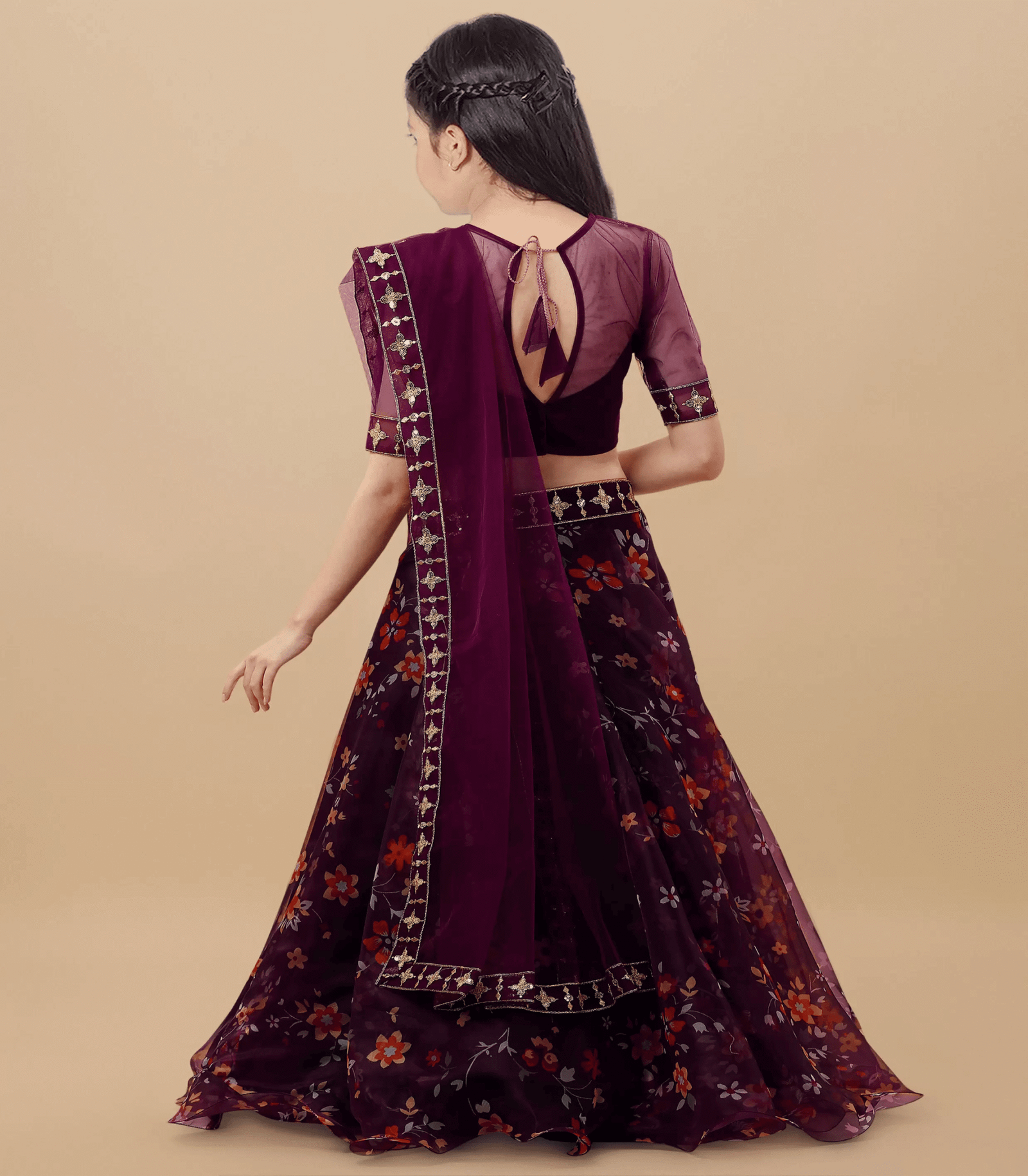 piludi Organza Lehenga Choli Set For Girls ( Pack of 1 , Purple ) - Image 2