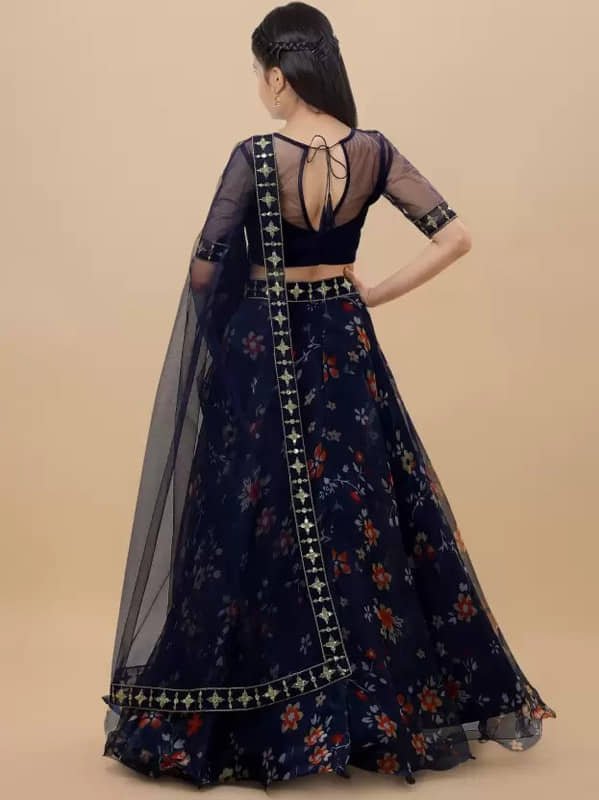 piludi Organza Lehenga Choli Set For Girls ( Pack of 1 , Blue ) - Image 2