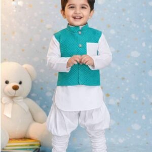 s muktar garments Baby Boys Cotton Blend Sky Blue Kurta Pyjama Set ( Pack of 1 )