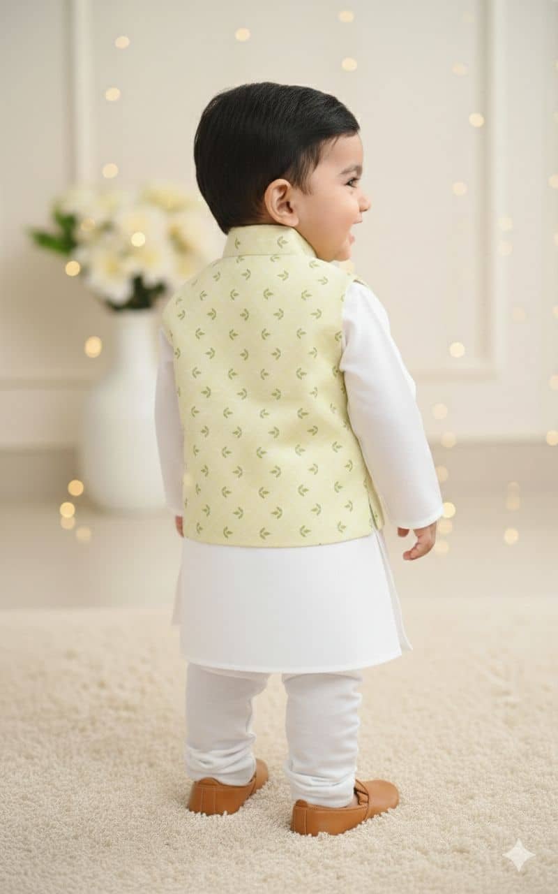 s muktar garments Baby Boys Cotton Blend Yellow Kurta Pyjama Set ( Pack of 1 ) - Image 2