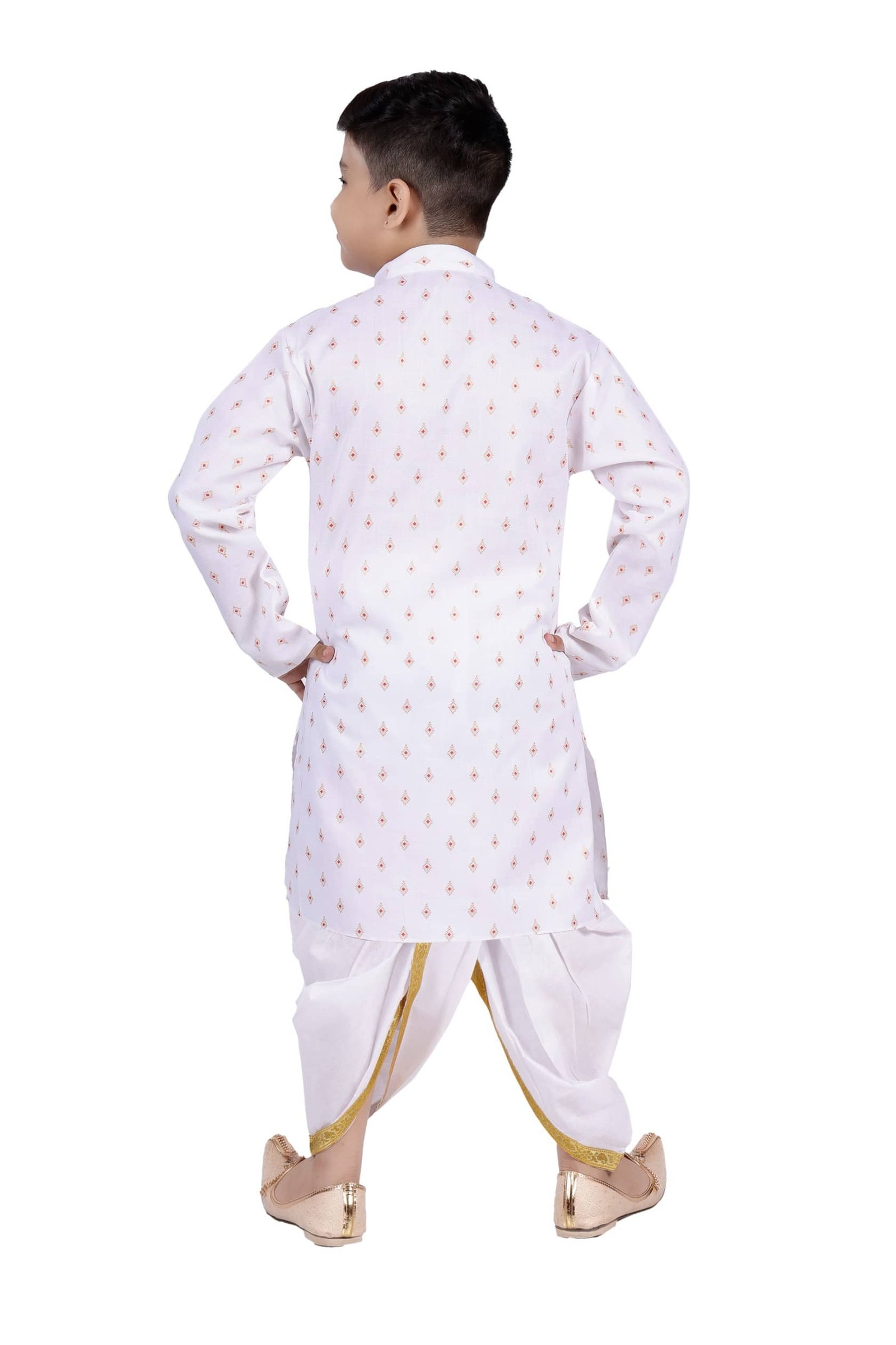 s muktar garments Baby Boys Cotton Blend Ethnic - Pattern Dhoti Kurta Set ( White , Pack of 1 ) - Image 2