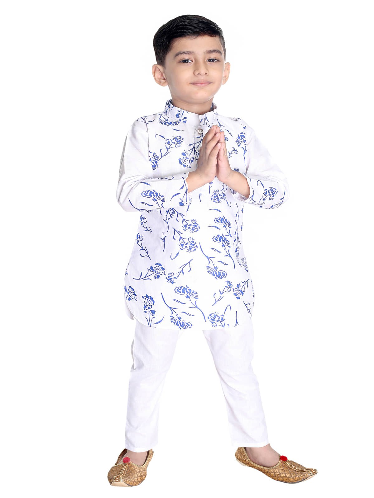 s muktar garments Pack of 1 Boys Cotton Blend ( Blue & White )