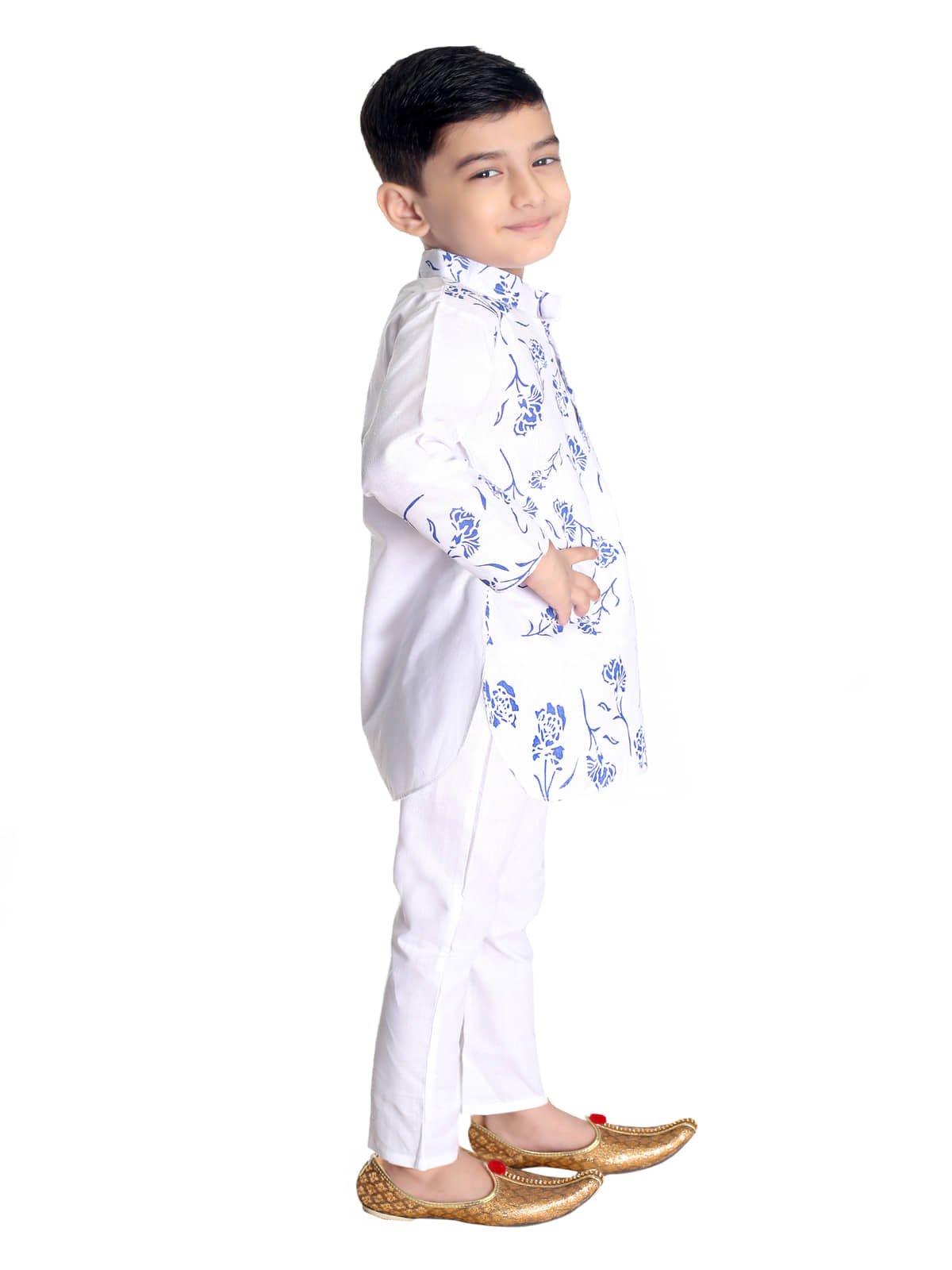 s muktar garments Pack of 1 Boys Cotton Blend ( Blue & White ) - Image 3