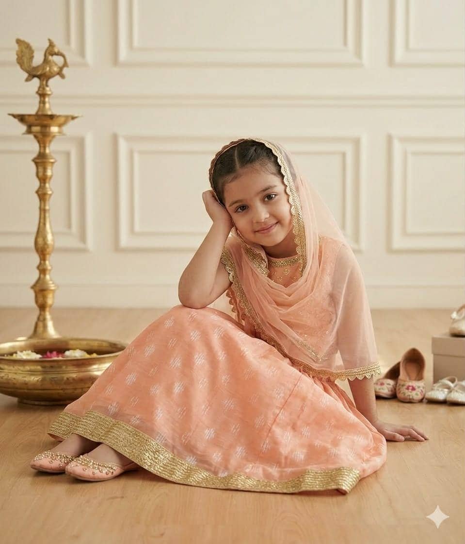 s muktar garments Cotton Lehenga Choli Set For Baby Girls ( Pack of 1 , Orange ) - Image 4