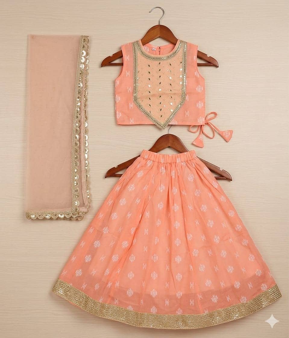 s muktar garments Cotton Lehenga Choli Set For Baby Girls ( Pack of 1 , Orange ) - Image 5