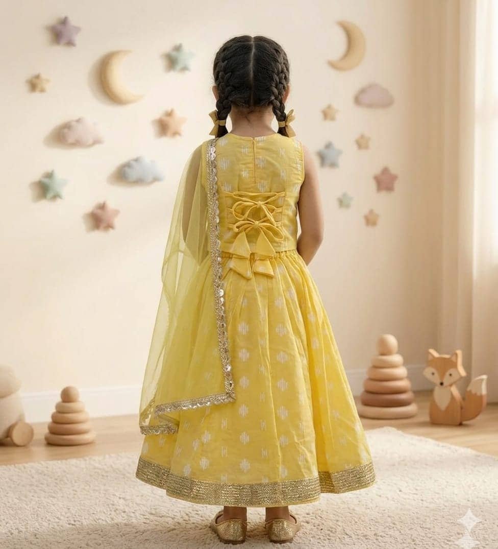 s muktar garments Cotton Lehenga Choli Set For Baby Girls ( Pack of 1 , Yellow ) - Image 2