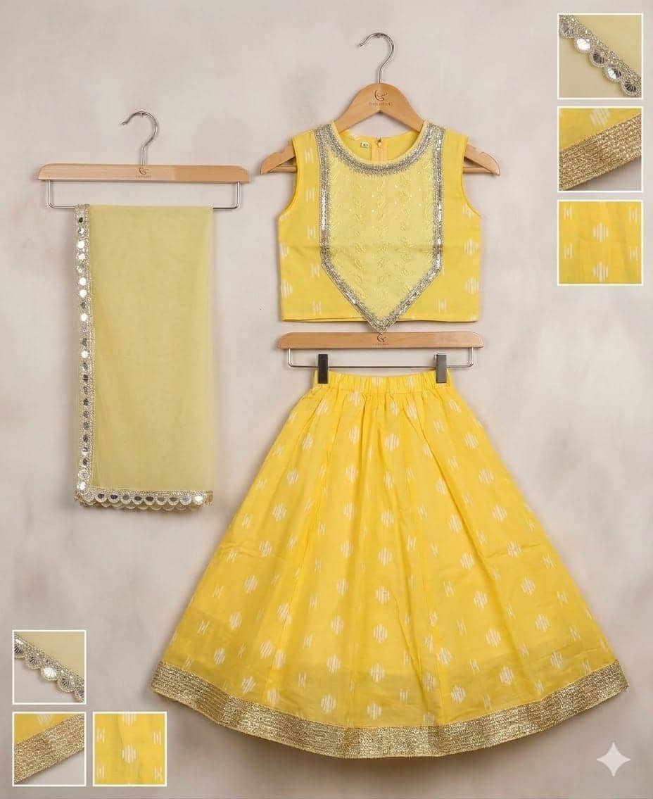 s muktar garments Cotton Lehenga Choli Set For Baby Girls ( Pack of 1 , Yellow ) - Image 4