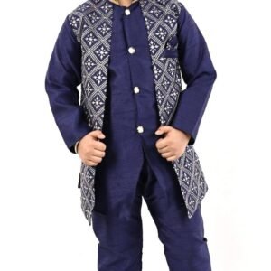 s muktar garments Navy Blue Cotton Blend Boys ( Pack of 1 )